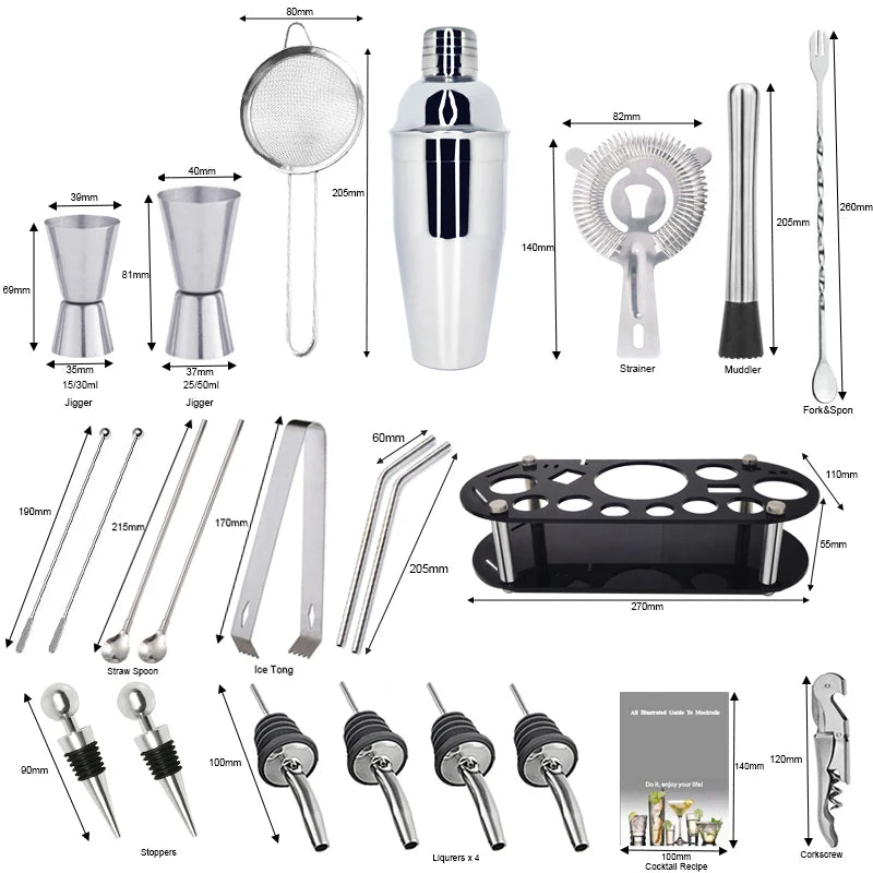 Kit Coquetelaria com 22 Peças